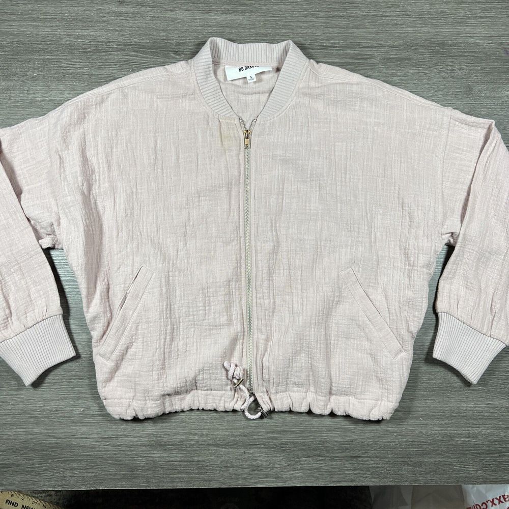 BB DAKOTA Cropped Jacket Pink Size‎ Small Gauze Material Soft Full Zip Oversized